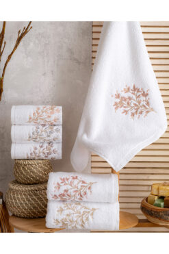 Hazangülü Buldan Üretimi Çeyizlik Nakışlı Fulya 6'lı El/Yüz Havlusu I 50x90