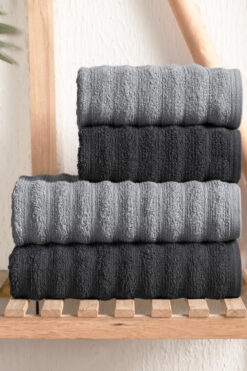 DNZGÜLCAN Bubble 4'lü Banyo Havlu Seti %100 Pamuk, Premium Hamam Takımı (2 adet 70x140 - 2 adet 50x90)