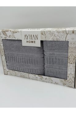 AYHANHOME 2'li Jakarlı Kutulu Banyo Havlu Hamam Takımı 1 Adet 90x150, 1 Adet 50x90