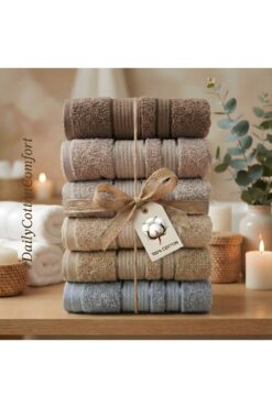 SHome %100 Pamuk Premium 6’lı Çeyizlik ve Günlük Havlu Seti 50x90 cm – Ultra Yumuşak, Kalın, Yüksek Emici