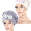 CHIZGY 2 Adet Mikrofiber Saç Havlusu Bonesi Lastikli Fiyonklu