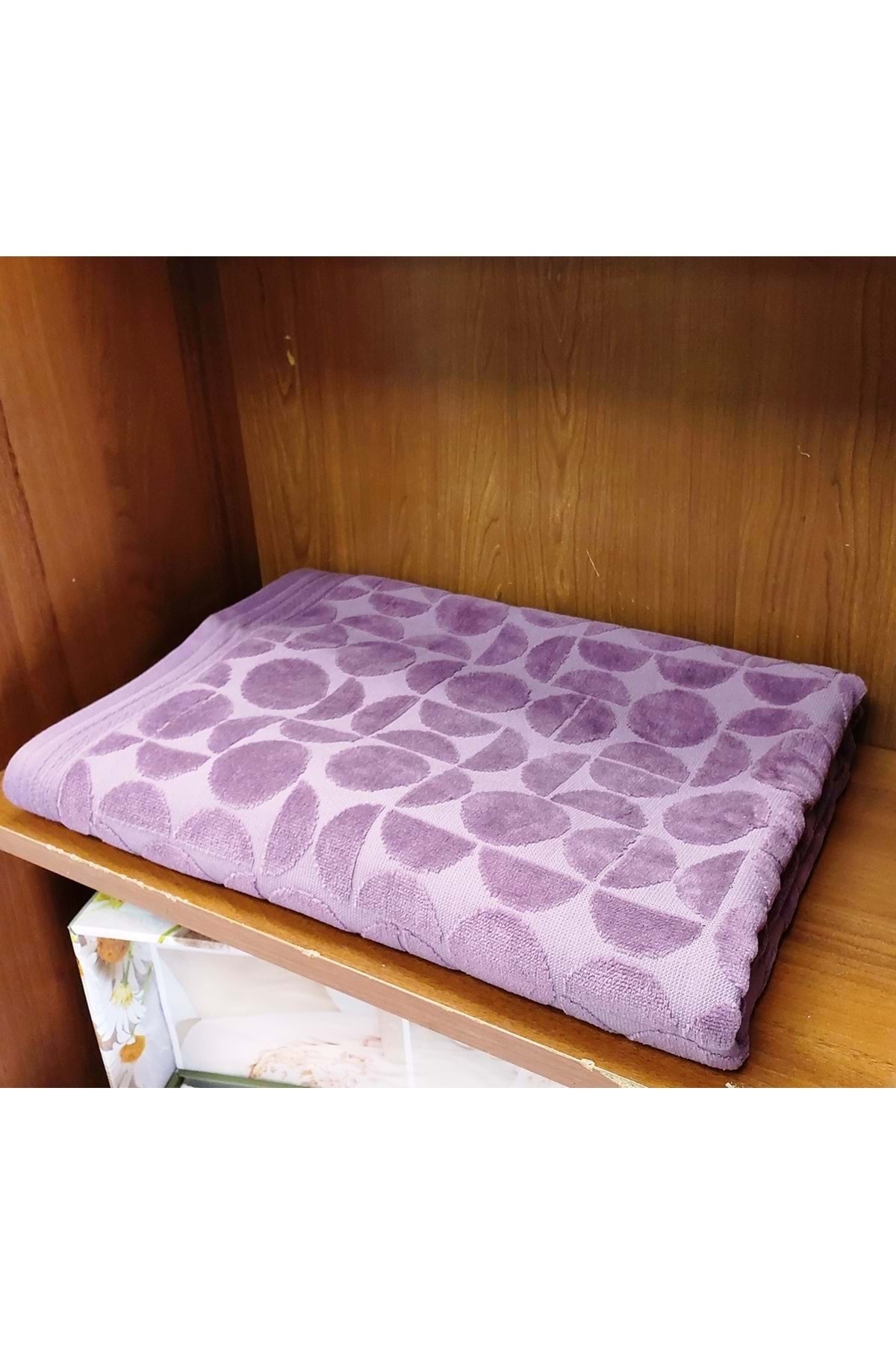 Özdilek Özdilek Kadife Pamuk Büyük Boy Banyo Havlusu (90x150)-Circular Mürdüm