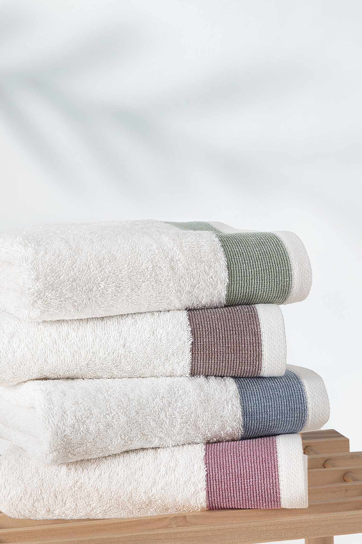 Yataş Kayla 4'lü El / Yüz Havlu Seti - Ekru / Renkli