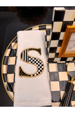 GEFFPRİVE Özel Tasarım Harf Nakışlı El Havlusu | Premium Seri 30x50 -S-