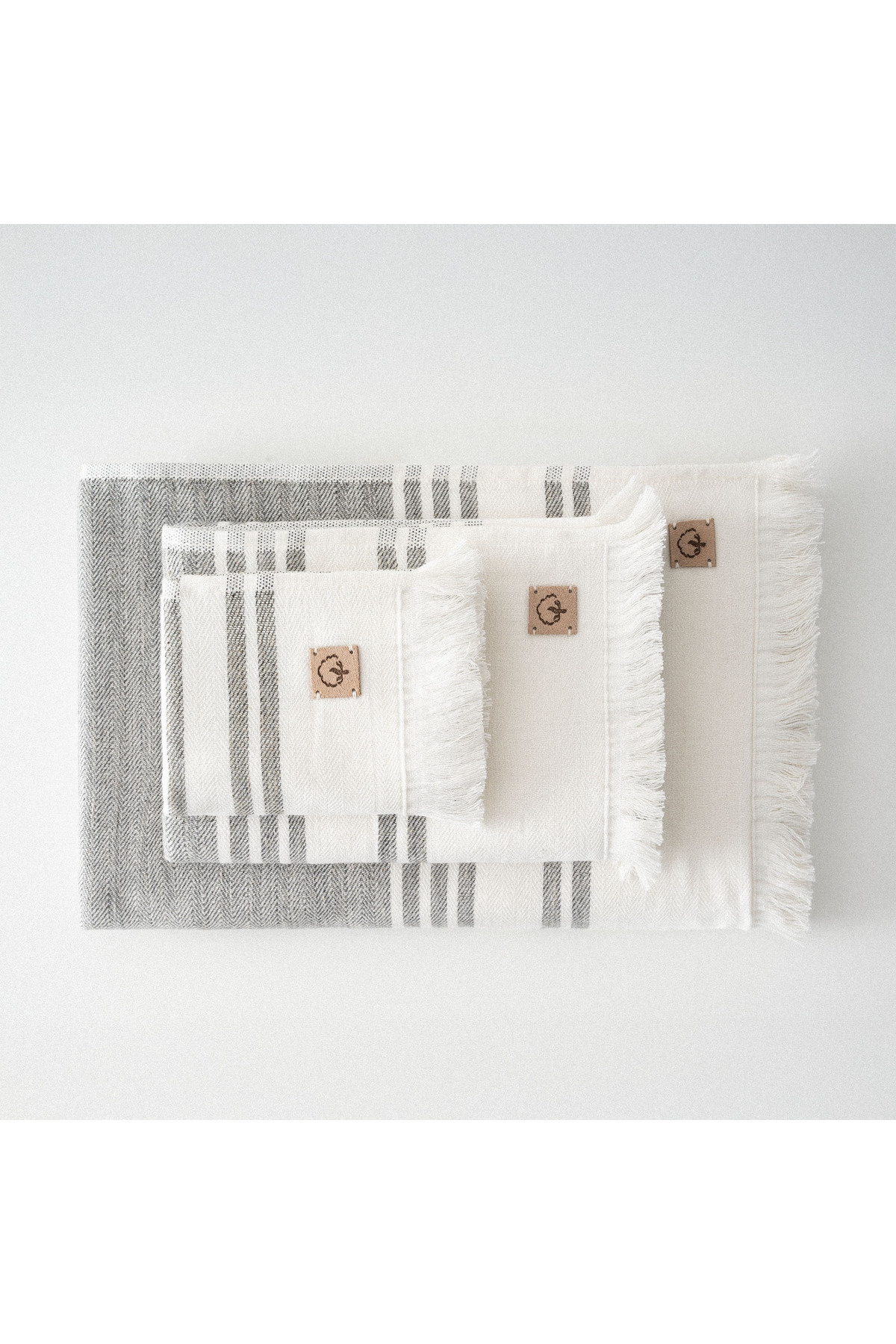 Ecocotton Erva 3'lü Havlu Seti %100 Organik Pamuk Keten Melanj Antrasit - Görsel 2