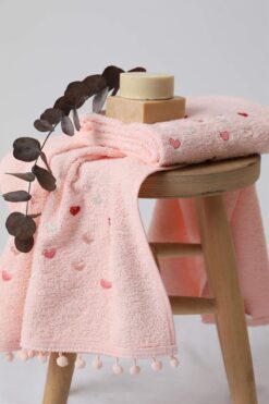 FAVORA Yoncagül Ponponlu 2li El Yüz Havlusu 50x90 - Pudra