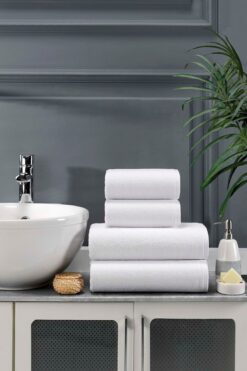VEVİEN HOME %100 Pamuklu 4 Parça Otel Havlusu Beyaz