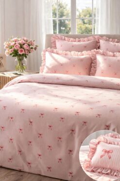 Uçkan home %100 PAMUKLU FİYONK DESEN FIRFIRLI ÇİFT KİŞİLİK NEVRESİM SETİ