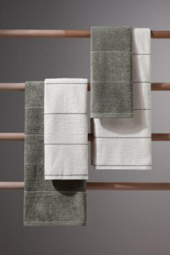 COTTONMANIA Carmine Set Olive, Ekstra Yumuşak, Ekstra Modern %100 Pamuk 50x90 70x140 Cm Banyo Havlu Seti