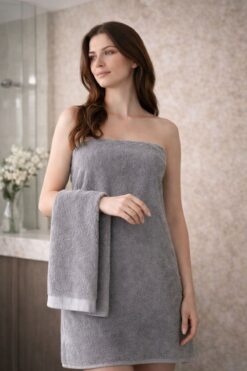 Elaganya Gri havlu seti, pamuklu havlu, banyo havlusu, 50x90 havlu, 70x140 havlu, spa havlusu, otel havlu