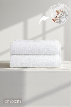 Anılsan 2'li Düz Beyaz Banyo Havlusu - 90x150 Cm, 650 Gr, %100pamuk, Spa Ve Otel Havlusu