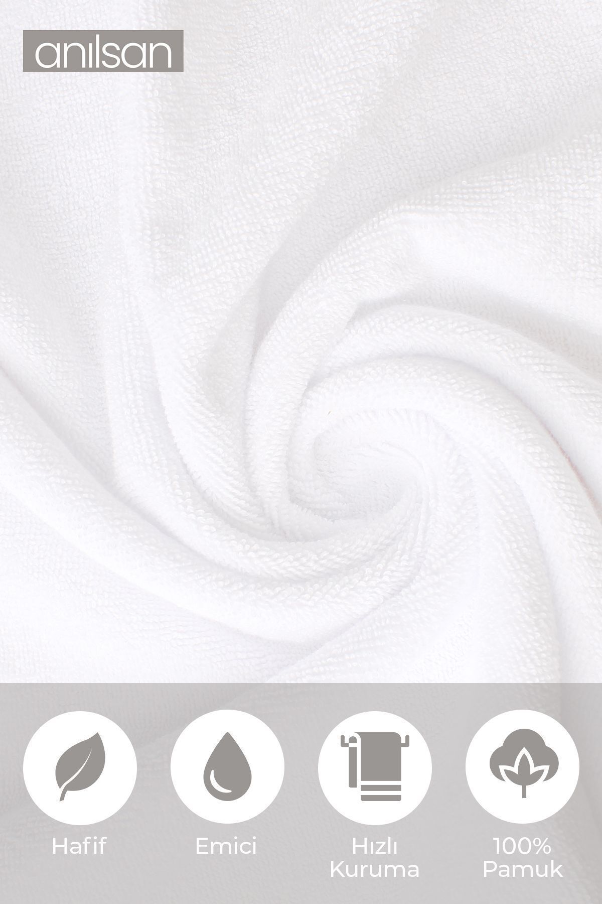 Anılsan 2'li Düz Beyaz Banyo Havlusu - 90x150 Cm, 650 Gr, %100pamuk, Spa Ve Otel Havlusu - Görsel 2