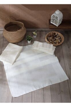 sarra 4'lü Saçaklı Etamin Bohça Seti - Krem