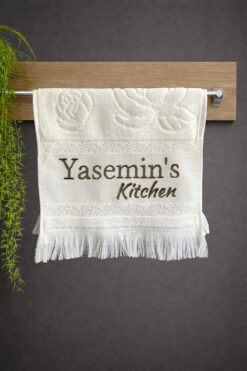 Home Kişiye İsme Özel El Yüz Mutfak Havlu 30x50 cm Krem Renk Kitchen