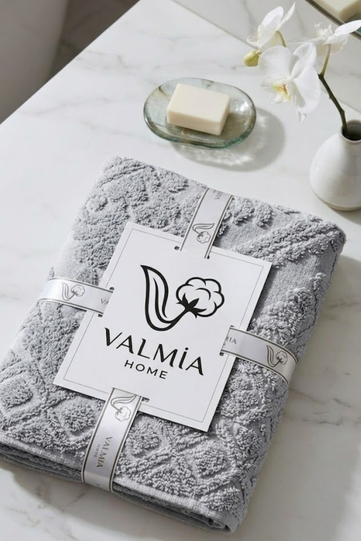 Valmia Home 2'li Set %100 Pamuklu Lüks Jakarlı Banyo Ayak Havlusu Paspası 50x70 cm - Görsel 2