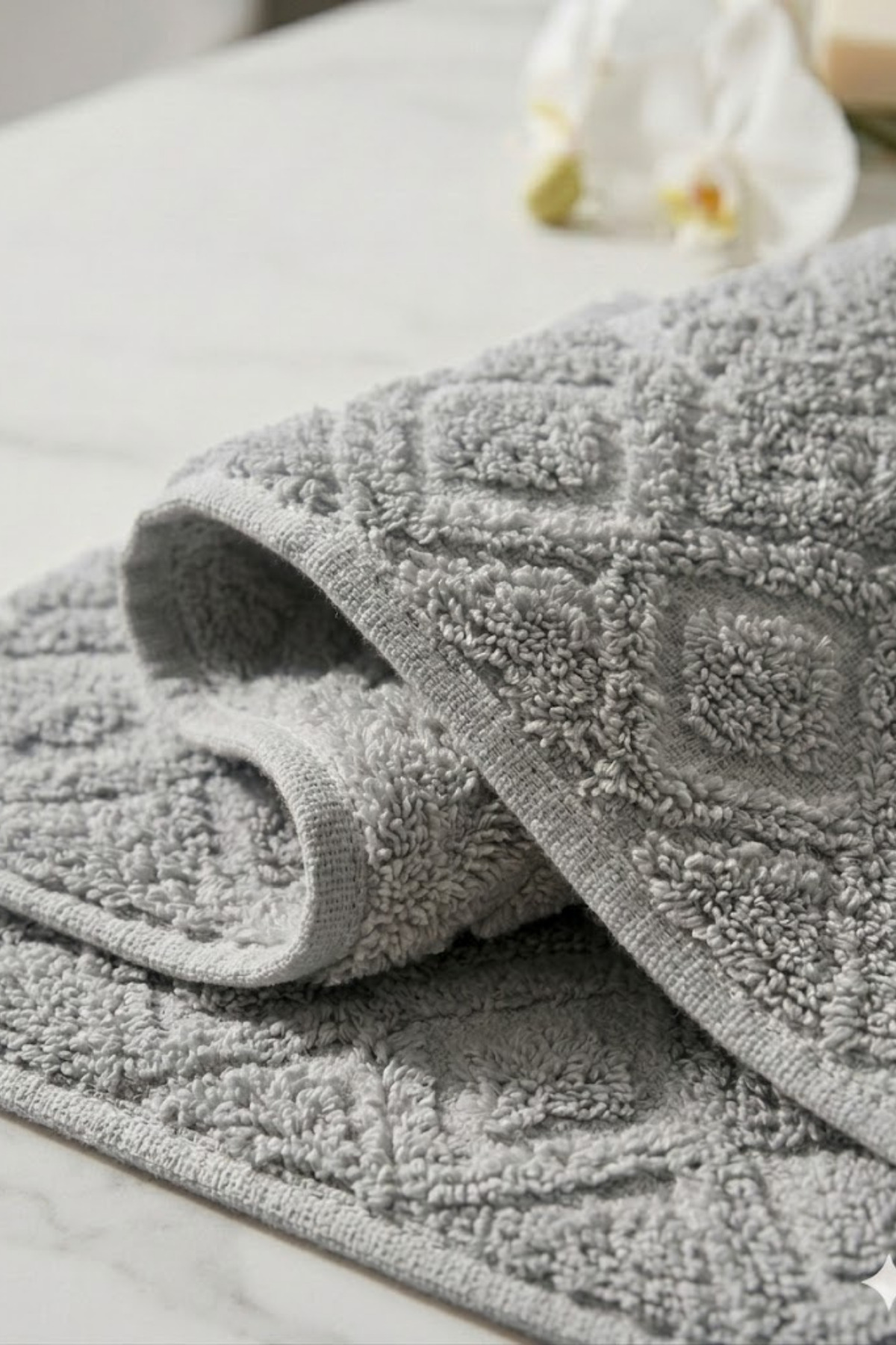 Valmia Home 2'li Set %100 Pamuklu Lüks Jakarlı Banyo Ayak Havlusu Paspası 50x70 cm - Görsel 3