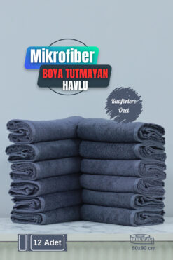denizlicotton Kuaförlere Özel Boya Tutmayan Mikrofiber Saç Havlusu 50x90 cm 12'lİ Set