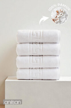 Anılsan 4'lü Greek El Havlusu - 50x90 Cm, 225 Gr, %100 Pamuk, Spa Ve Otel Havlusu