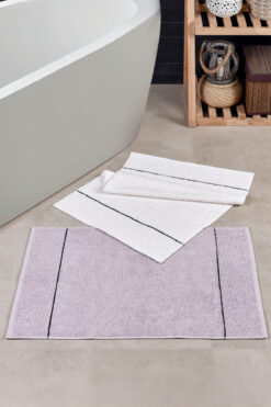 eumenia Valona 50x70 cm 2'li Ayak Havlusu/Banyo Paspası | Gri-Krem