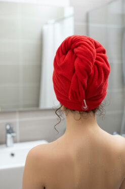 ROVAOS Rubby Havlu Saç Kurulama Bonesi - Düğmeli %100 Pamuk Saç Havlusu Banyo & Kuaför