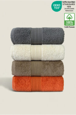 Ellaline 4'lü Havlu Seti %100 Pamuk Sertifikalı, El Yüz Mutfak Havlusu, 50x90cm Ultra Emici ve Yumuşak 4 Renk