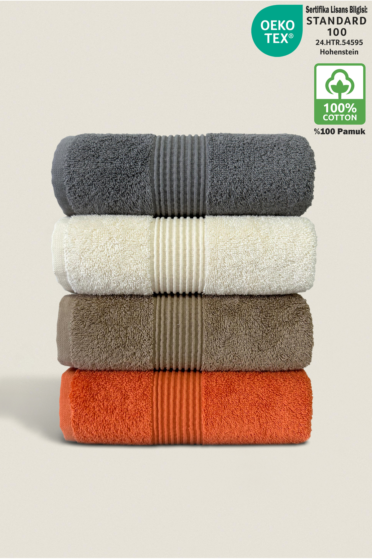 Ellaline 4'lü Havlu Seti %100 Pamuk Sertifikalı, El Yüz Mutfak Havlusu, 50x90cm Ultra Emici ve Yumuşak 4 Renk