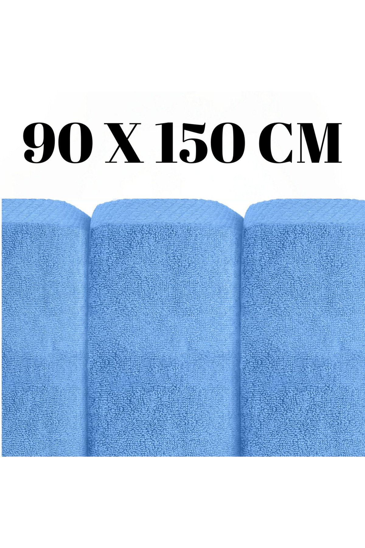 KAYABEY HOME Büyük Banyo Havlusu 90x150 %100 Pamuk Açık Mavi Banyo Duş Havlusu - Görsel 2