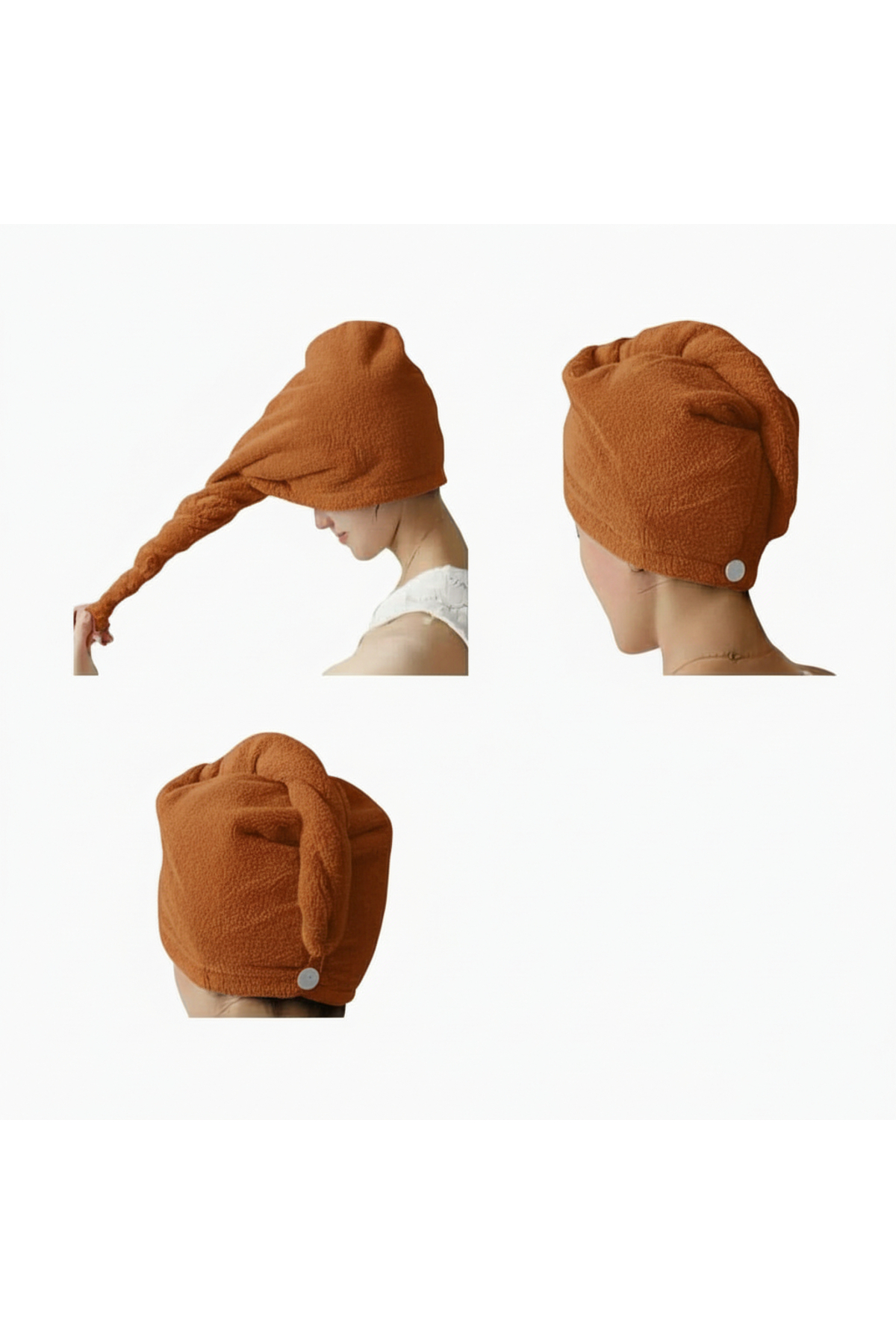 arashomecollection %100 Pamuklu Düğmeli Saç Bonesi - Plaj Havuz Deniz Uyumlu Hızlı Kurulama Baş Havlusu - Görsel 3