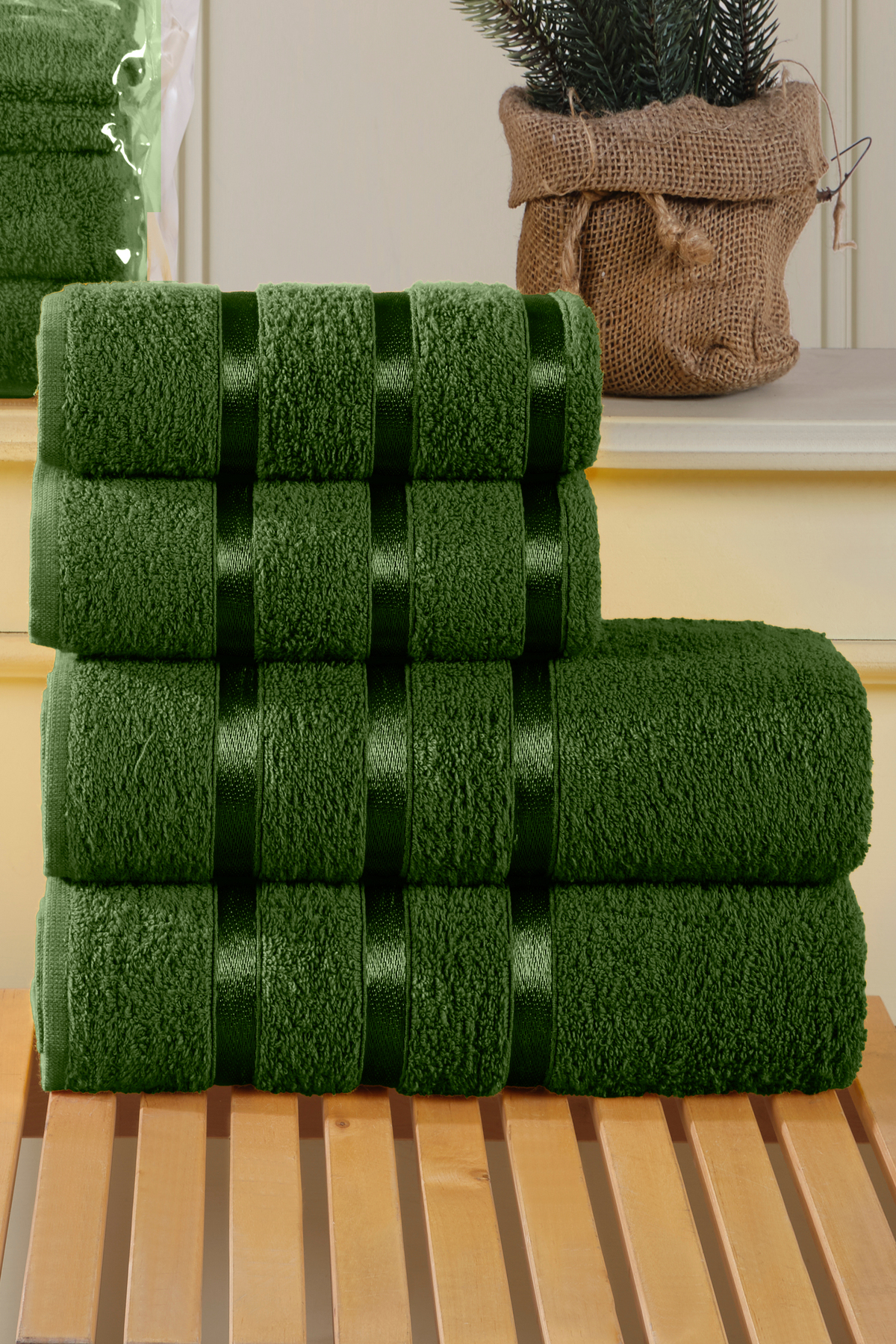 My Catherine 4'lü Hamam Takımı %100 Pamuk 2 Adet Büyük Banyo Havlu (70x140cm), 2 Adet Yüz Havlusu Seti (50x90cm) - Görsel 3