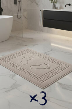 Formeya 3'lü Ayak İzli Bukle Ayak Havlusu Seti 250 gram - Paspas Banyo Seti (3 adet)