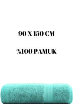 KAYABEY HOME Turkuaz Büyük Boy Banyo Duş Vücut Havlusu % 100 Pamuk Çizgi Desenli 90 X 150 Cm 500 gram Bir Adet