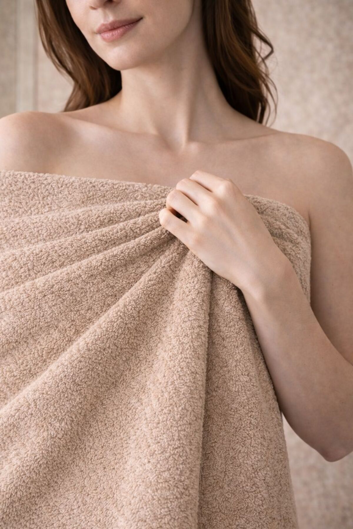 Elaganya BEJ-KREM havlu seti, pamuklu havlu, banyo havlu 50x90 havlu, 70x140 havlu, spa havlu, otel havlu - Görsel 3