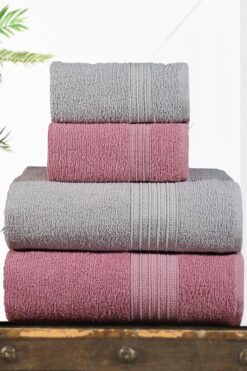 Comfort Home Mimosa 4'lü Banyo Havlu Seti | Çeyiz Seti | Havlu Takımı | 100% Pamuk