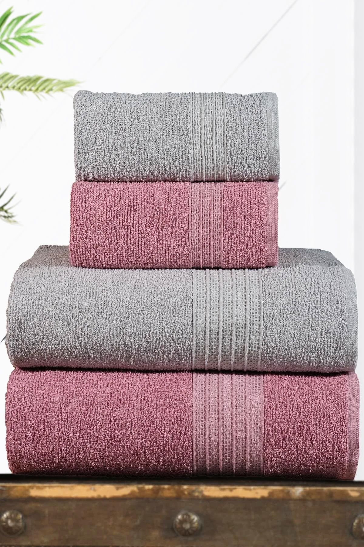 Comfort Home Mimosa 4'lü Banyo Havlu Seti | Çeyiz Seti | Havlu Takımı | 100% Pamuk