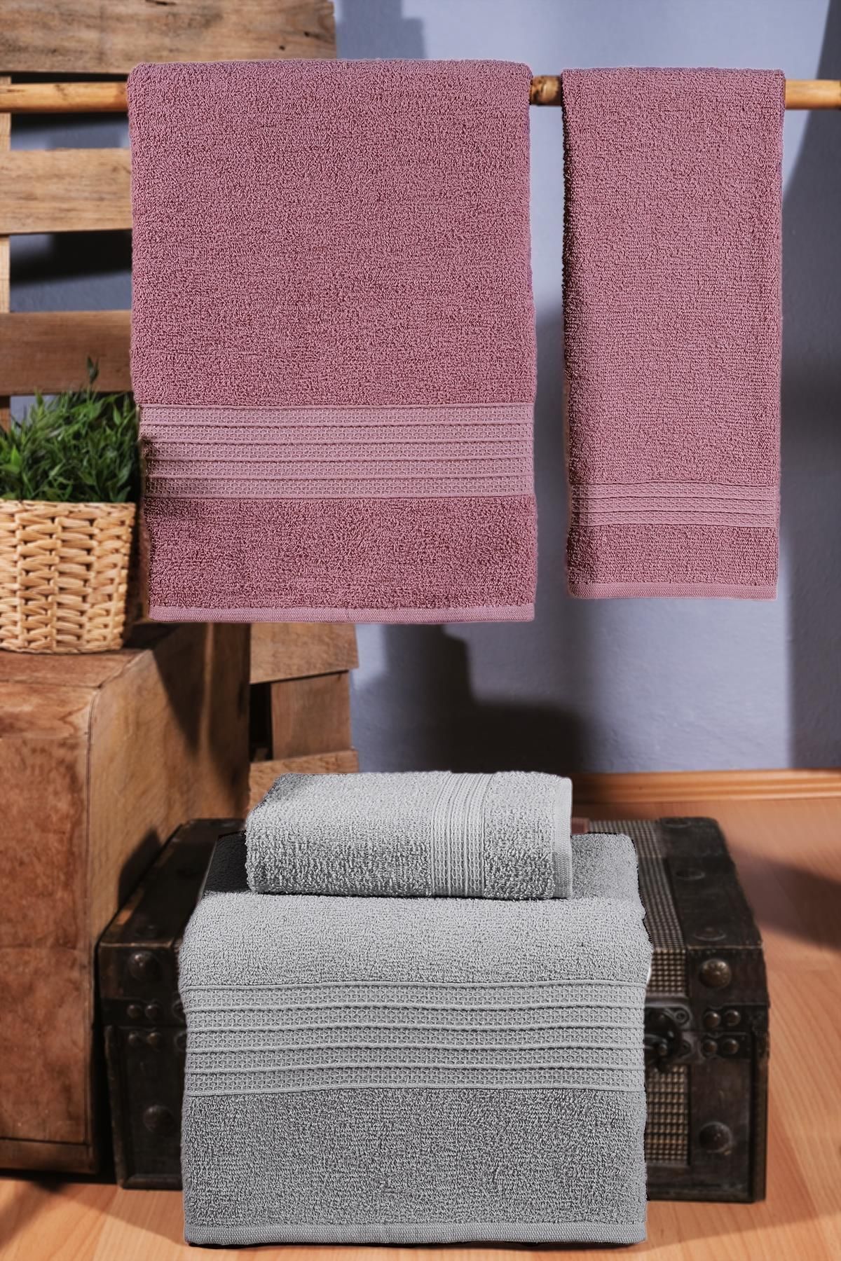 Comfort Home Mimosa 4'lü Banyo Havlu Seti | Çeyiz Seti | Havlu Takımı | 100% Pamuk - Görsel 2