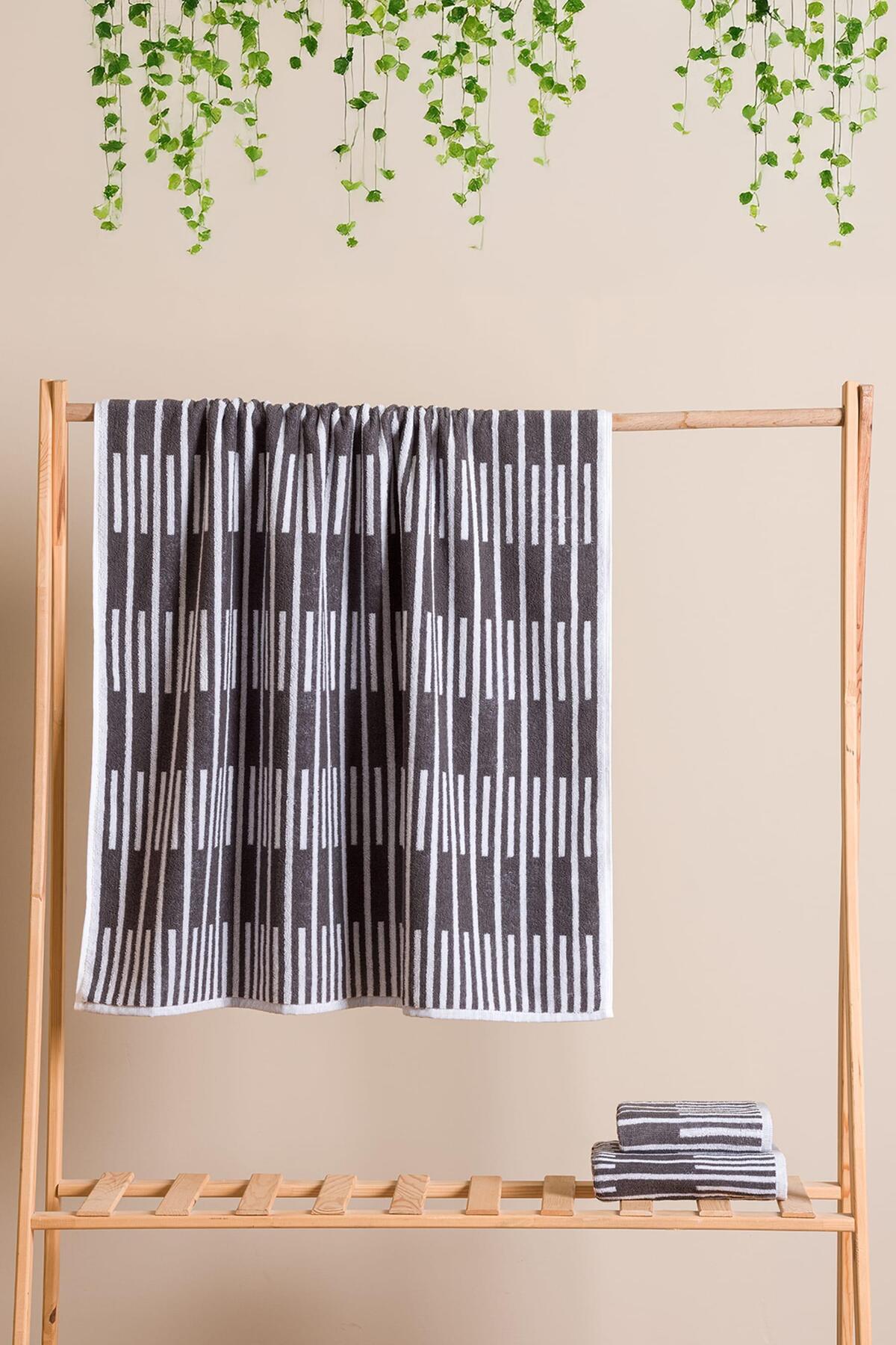 Soley Piano | %100 Pamuk Jakarlı Banyo Havlusu (90x150 cm) - Görsel 3