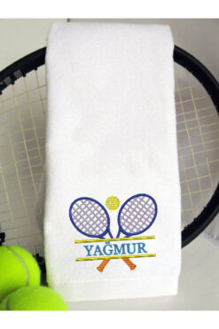 Ursa TENİS RAKET-KİŞİYE ÖZEL İSİM NAKIŞ İŞLEMELİ SPOR HAVLUSU 50x90