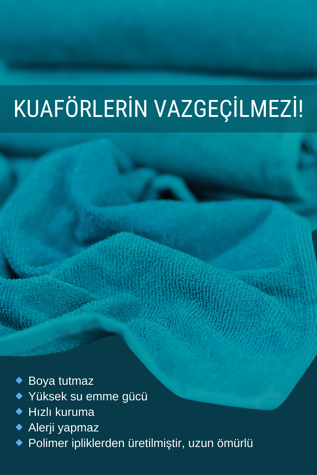 denizlicotton Kuaförlere Özel Boya Tutmayan Mikrofiber Saç Havlusu 50x90 cm 2'li Set - Görsel 3