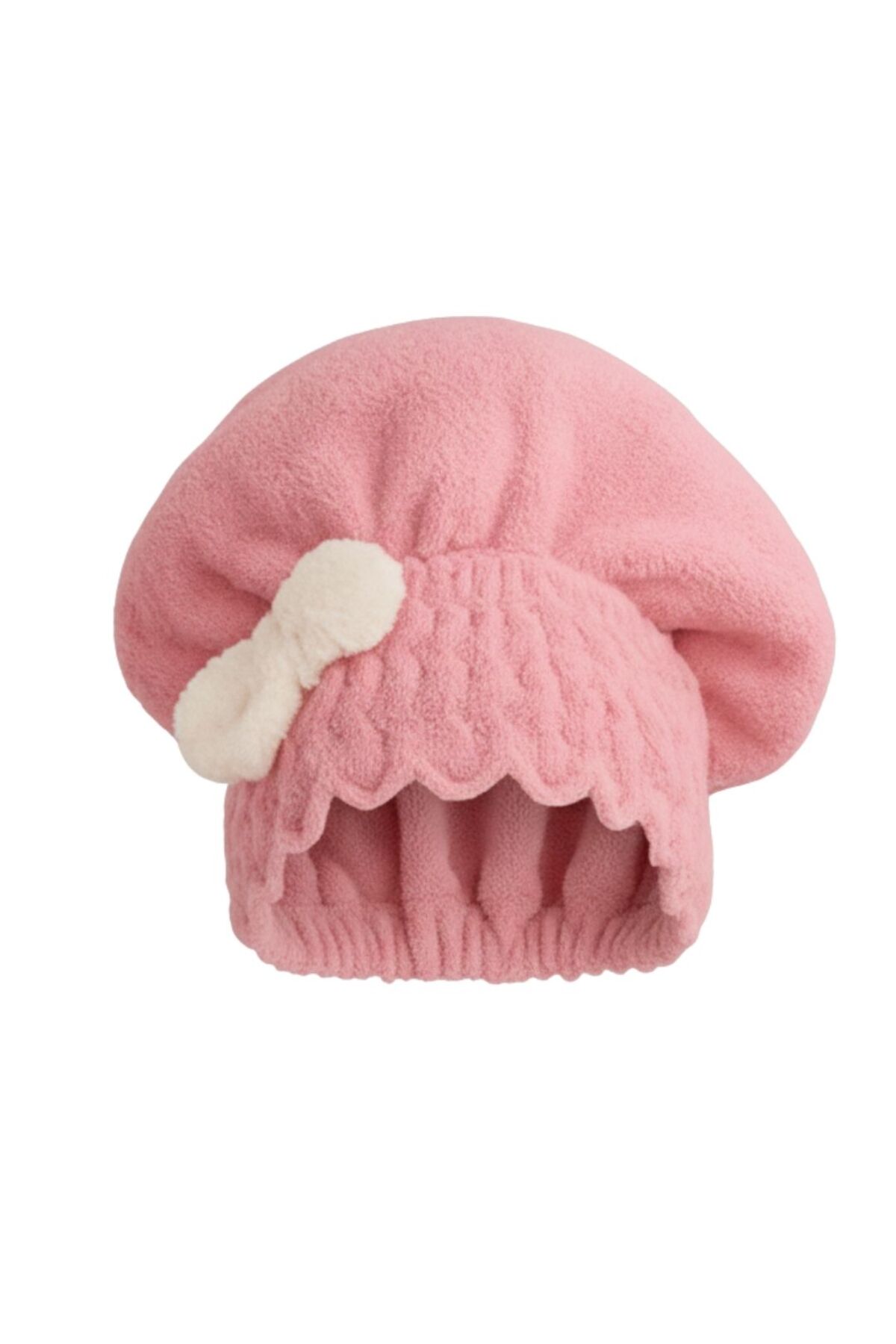 Genel Markalar Saç Kurulama Banyo Duş Bonesi – %100 Pamuk , Fiyonklu Pembe