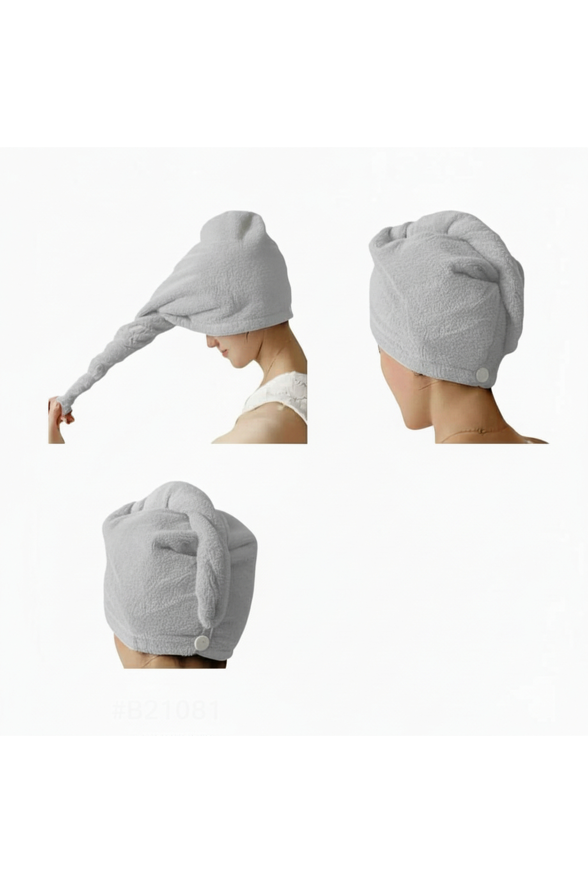 arashomecollection %100 Pamuklu Düğmeli Saç Bonesi - Plaj Havuz Deniz Uyumlu Hızlı Kurulama Baş Havlusu - Görsel 2