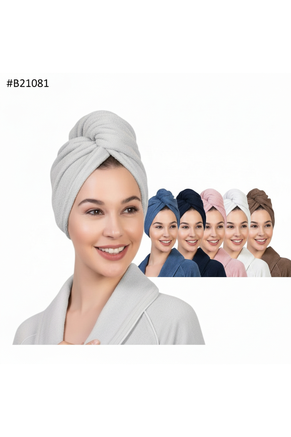 arashomecollection %100 Pamuklu Düğmeli Saç Bonesi - Plaj Havuz Deniz Uyumlu Hızlı Kurulama Baş Havlusu - Görsel 3