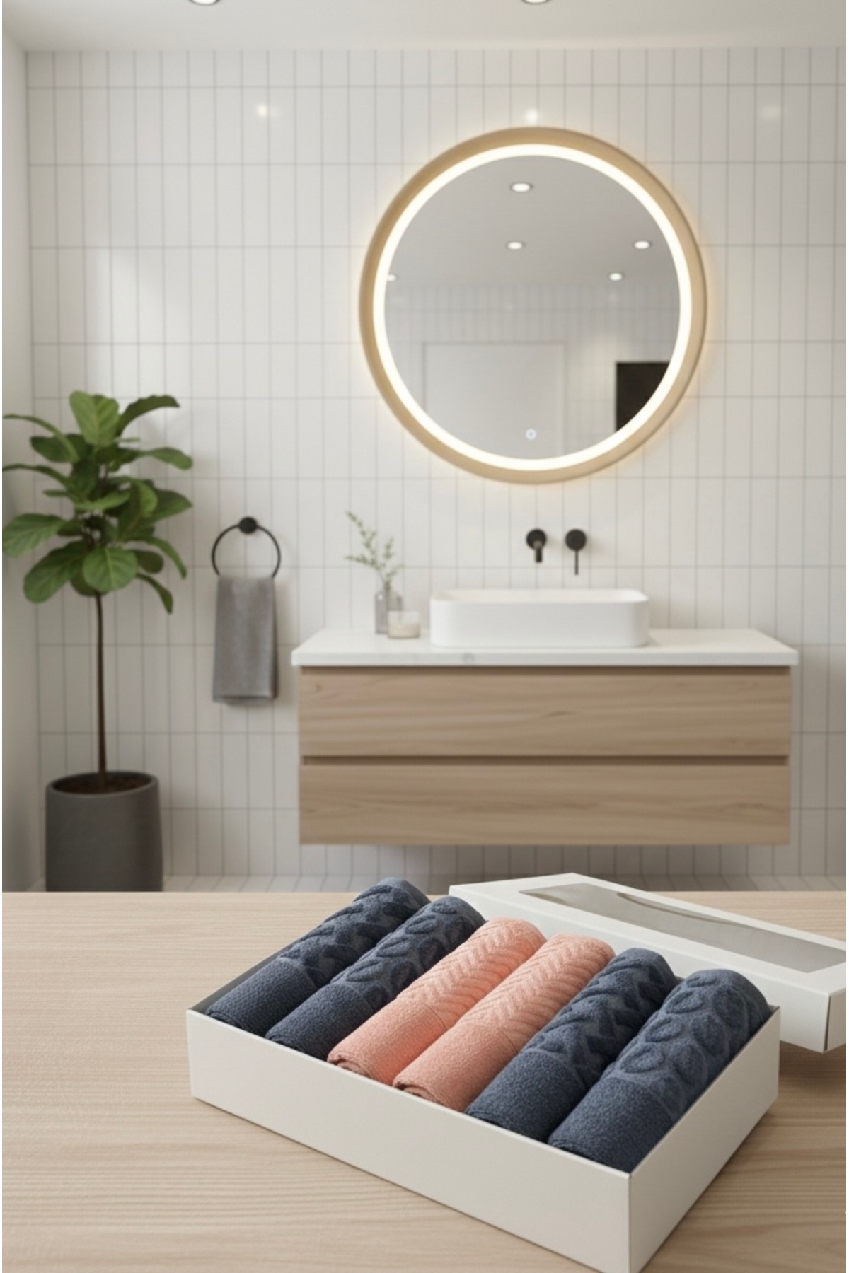 Vandore Home 6'lı Kutulu El ve Yüz Havlusu Seti - %100 Pamuk (50x90 cm)