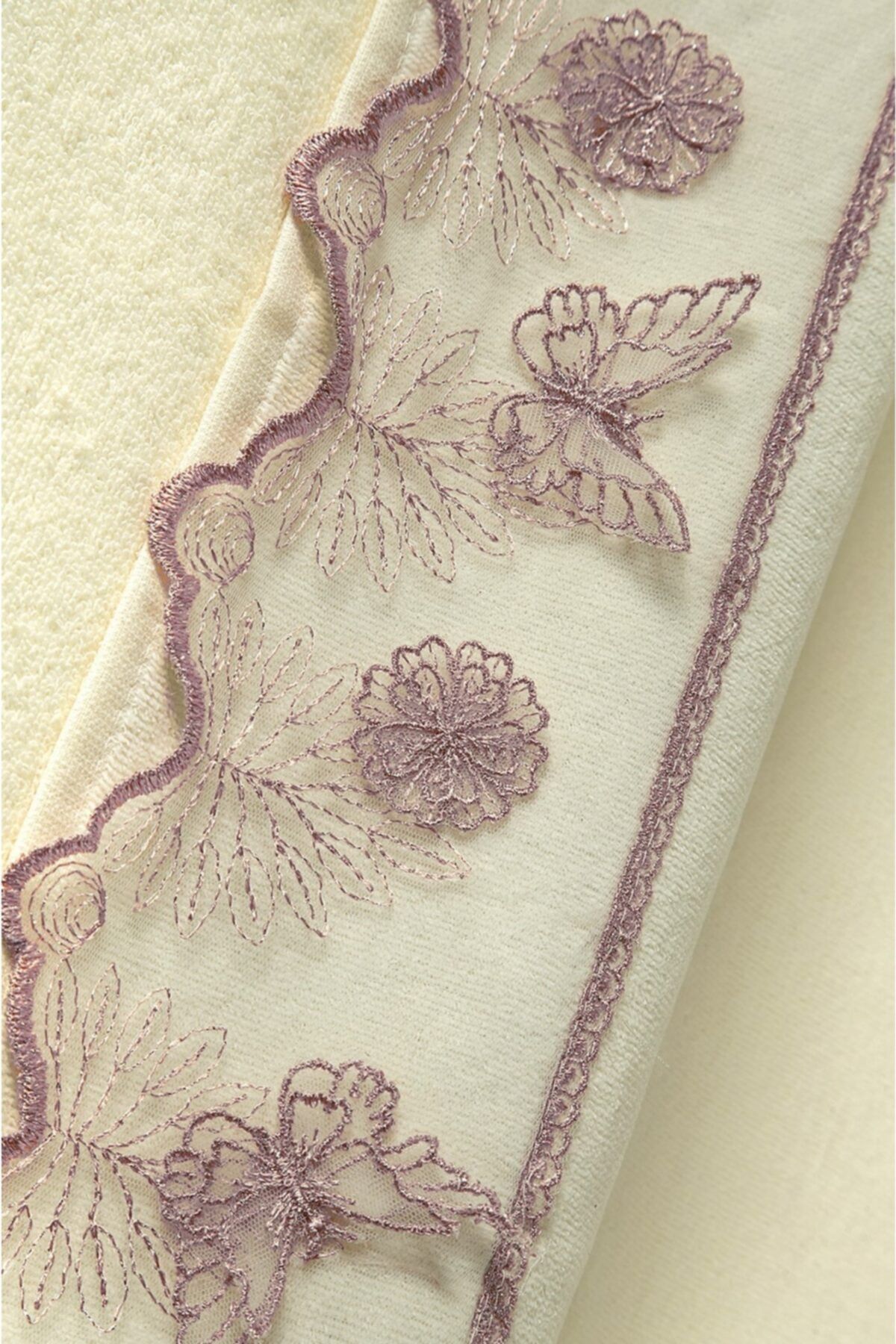 AYHANHOME Kelebek Güpürlü 3'lü %100 Pamuk 50x90 El Ve Yüz Havlu Seti - Görsel 2