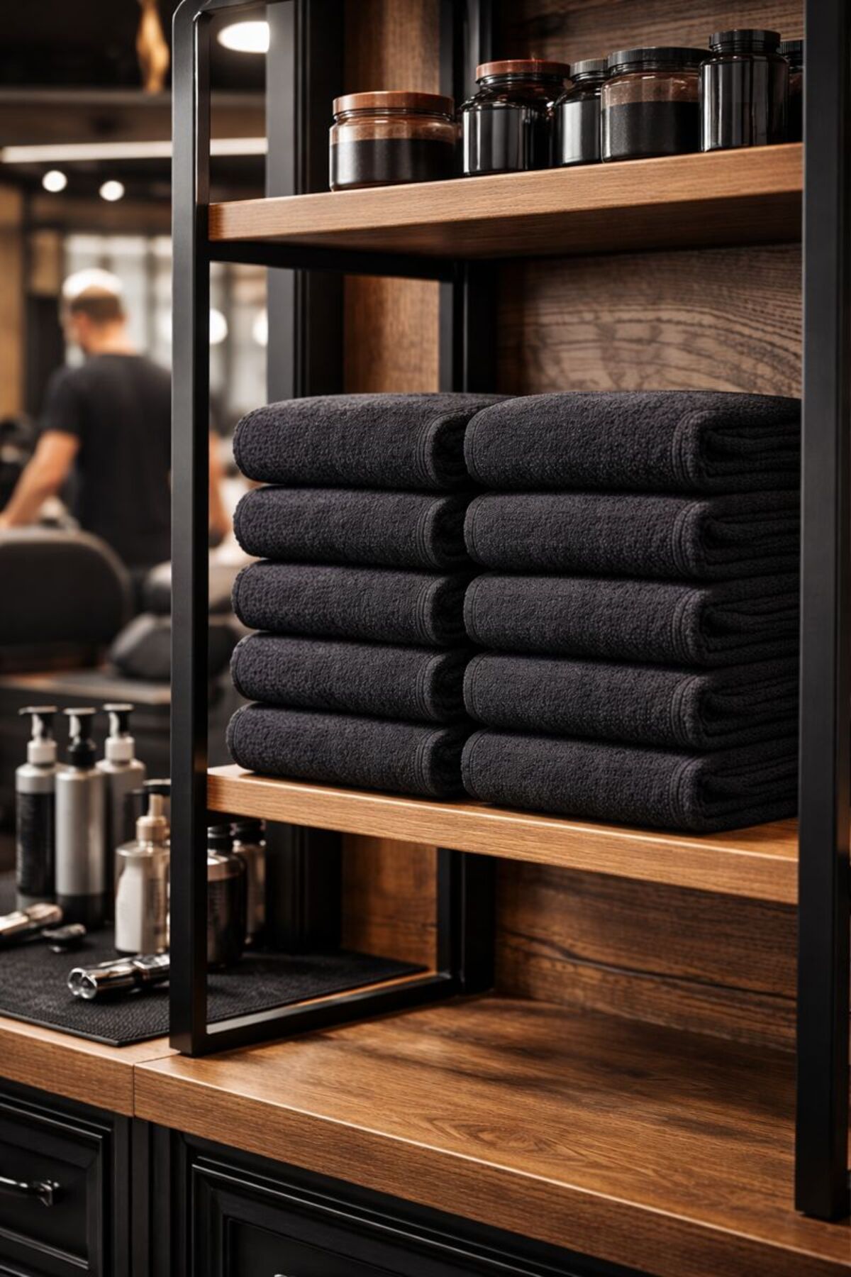 Elaganya 8’li Siyah Berber Havlusu 50x90 cm | Pamuklu, Leke Tutmayan, Profesyonel Kuaför Havlu Seti - Görsel 2