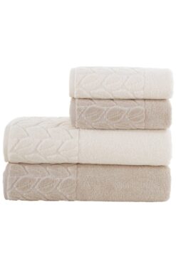 Nurpak Hazal Banyo Havlu Seti - Vizon - Krem