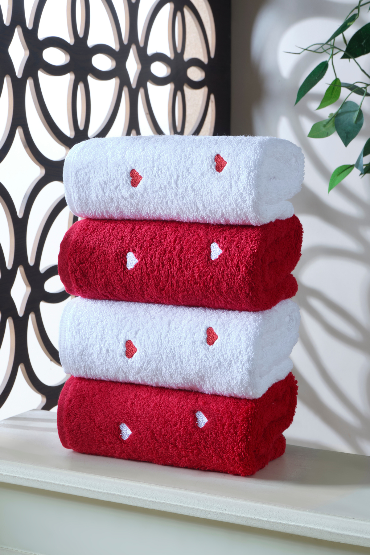 DNZGÜLCAN Lera 4'lü 50x90 Havlu Seti El Yüz Havlusu %100 Pamuk