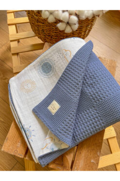 MİLNA BABY&KİDS Çift Tarafli Müslin Bebek Battaniyesi Çok Amaçlı Müslin Örtü Müslin Bebek Örtüsü 100x100