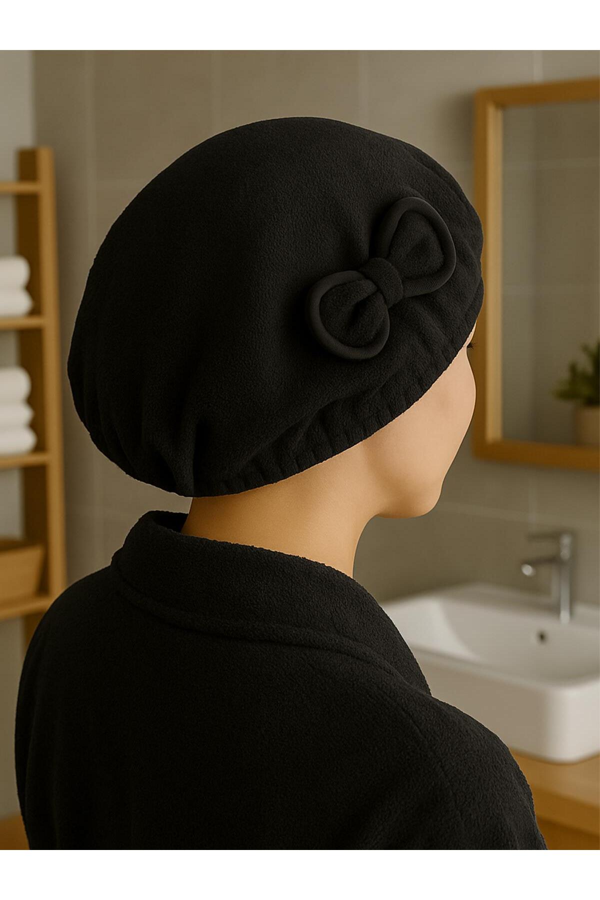 Ender Home DreamSoft Saç Kurulama Bonesi – Kadife Fiyonklu Lastikli - Görsel 2