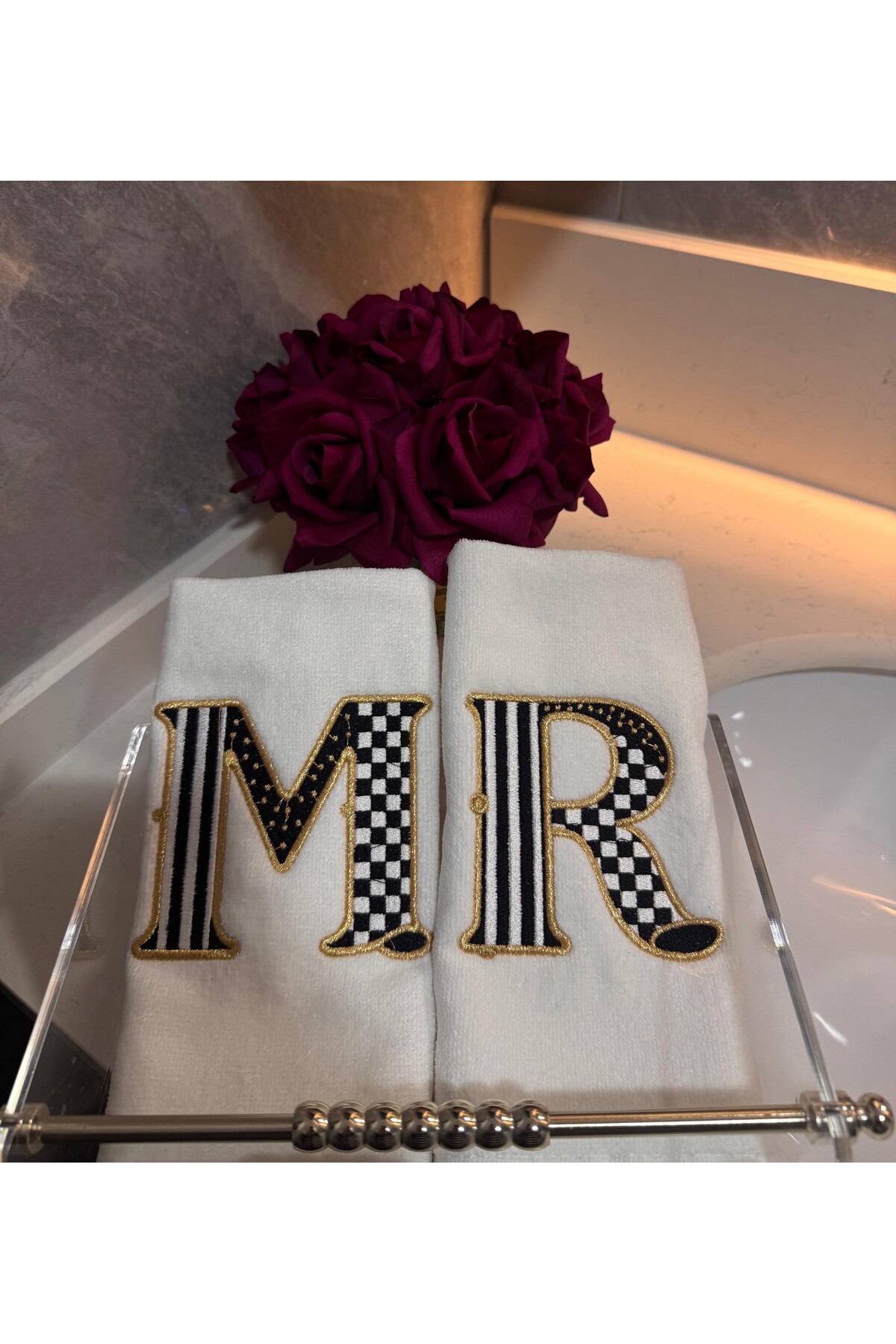 GEFFPRİVE Özel Tasarım Harf Nakışlı El Havlusu | Premium Seri 30x50 -M- - Görsel 3