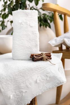 TEOHOMELİNENS Tül Kesede 2'li Krem Havlu Seti 30x50 Cm